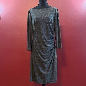 Chaps Charcoal Long Sleeve Dress